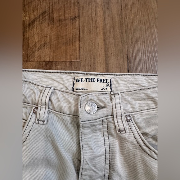 Free People We The Free Old West Slouchy Wide Leg Soft Jeans, Cream, size 27 - Picture 16 of 16